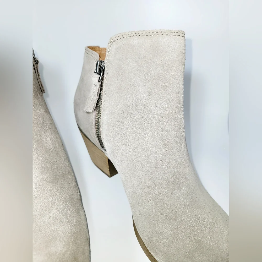 NWOT-❤️-Frye-Judith-Suede Zipped Booties-Taupe-Size 10 - Picture 7 of 8